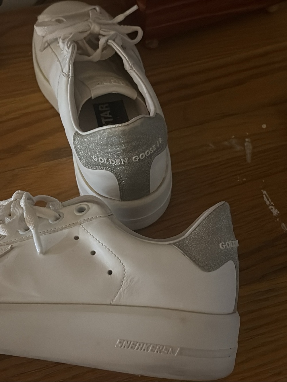 Golden Goose Women White Sneakers with Silver Heel Tab